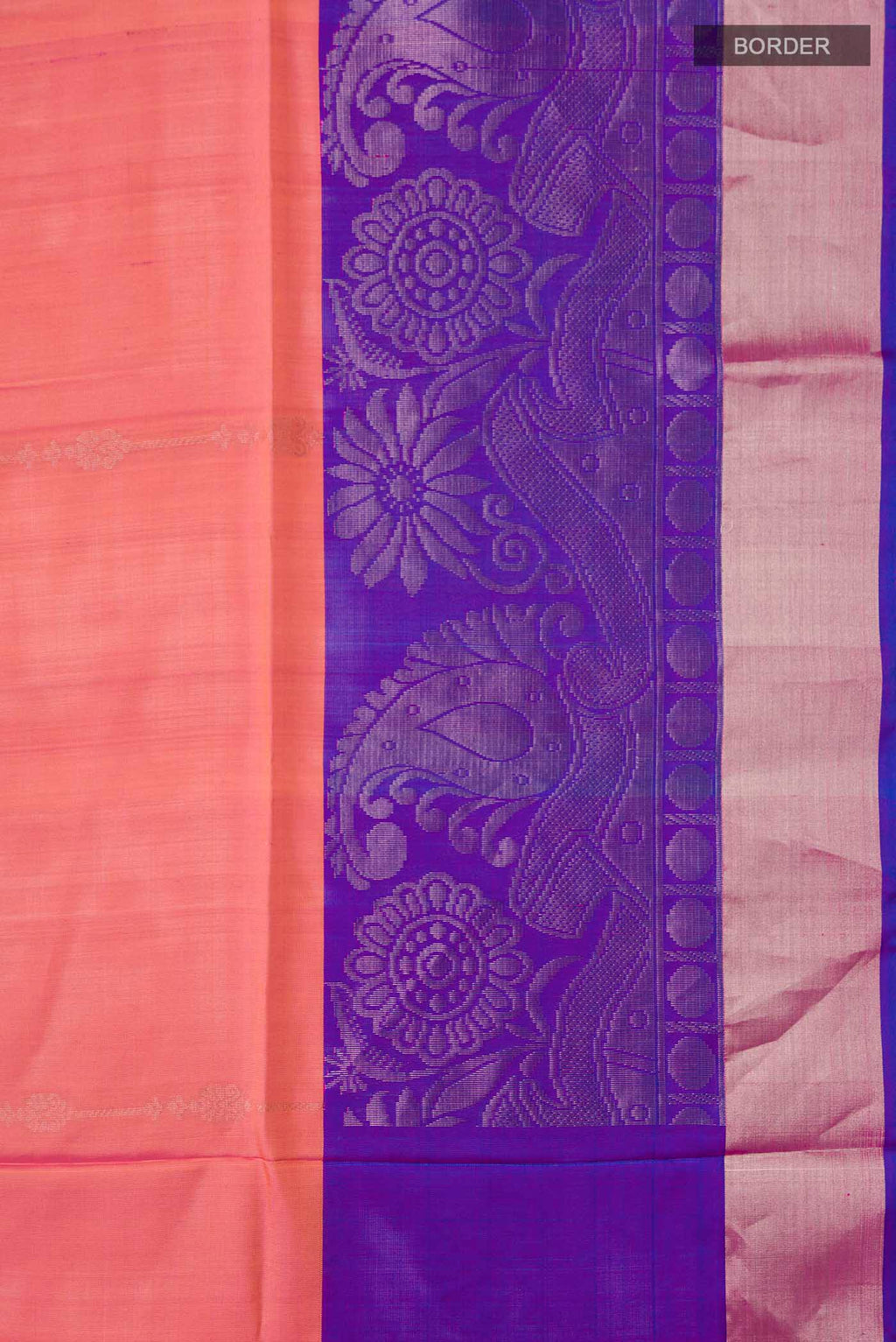 Border image of Pink Soft Silk Saree with Zari Butta on the body and Zari Border