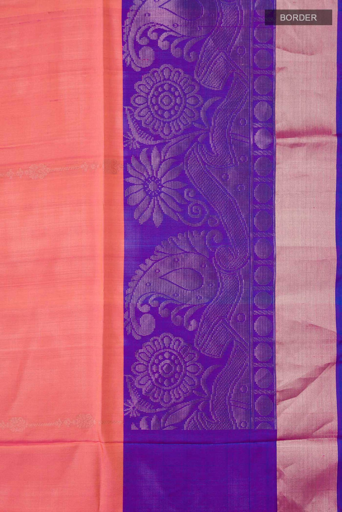 Border image of Pink Soft Silk Saree with Zari Butta on the body and Zari Border
