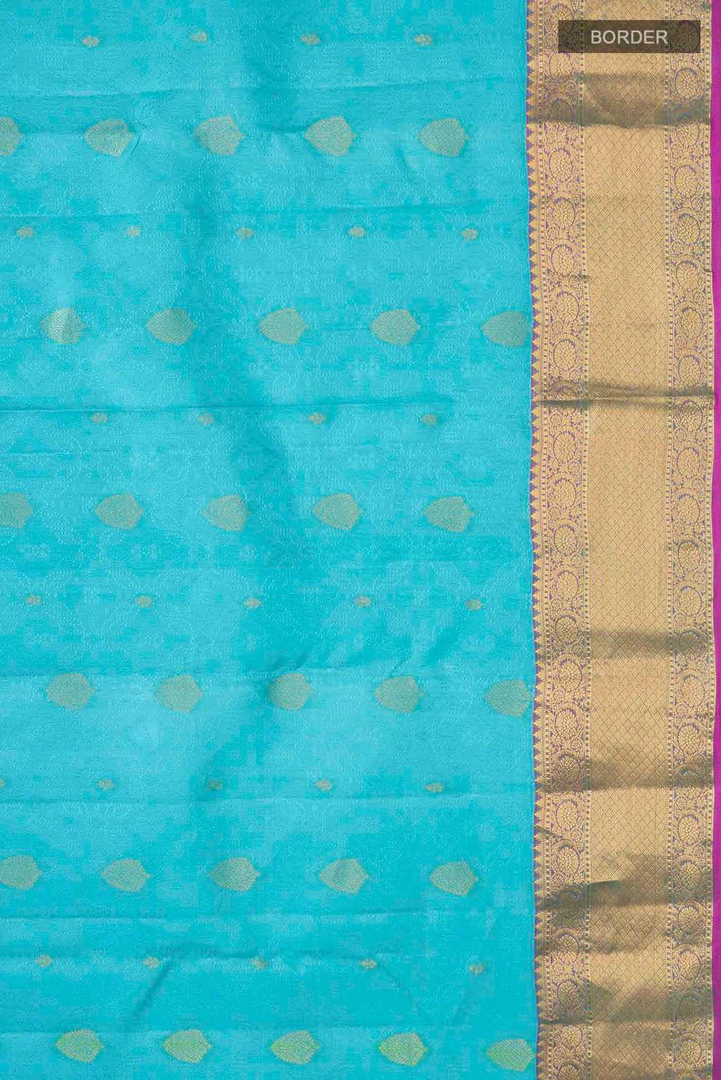 Border image of Blue Kanchipuram Silk Saree with Jacquard With Zari Butta on the body and Zari Border