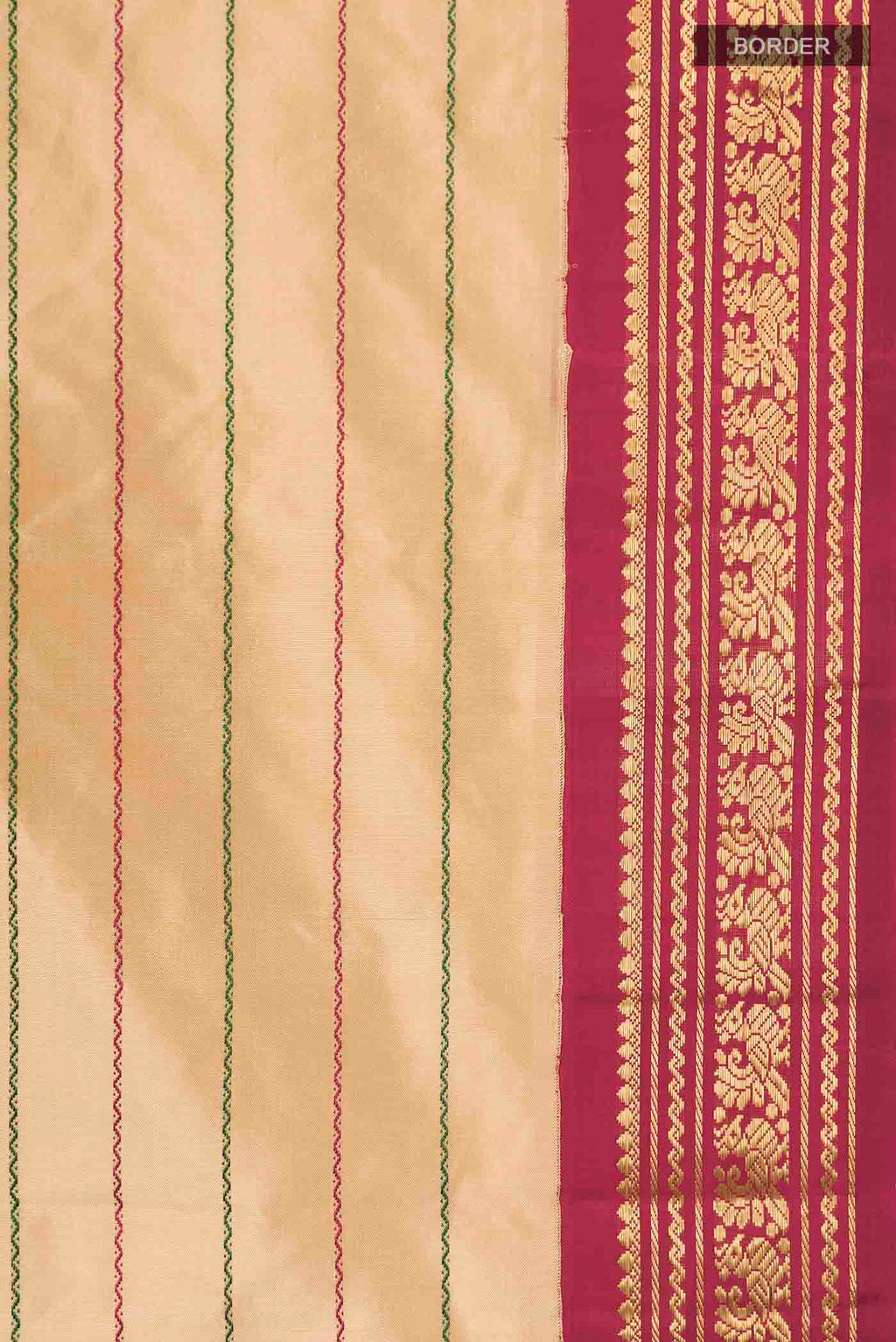 Border image of Sandal Kanchipuram Silk Saree with Veldhari on the body and Zari Border