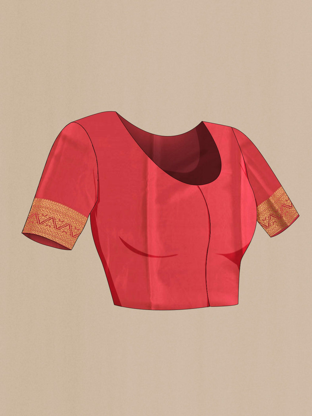 Close up image of the blouse of Green Mysore Crepe Saree with Zari Butta on the body and Zari Border