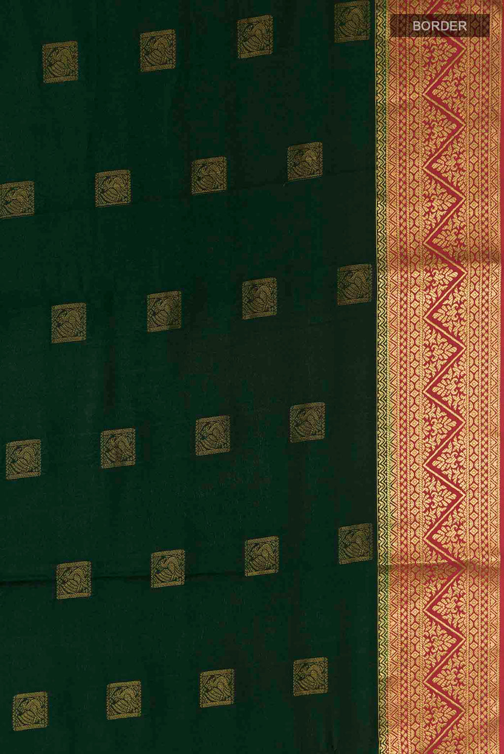 Border image of Green Mysore Crepe Saree with Zari Butta on the body and Zari Border