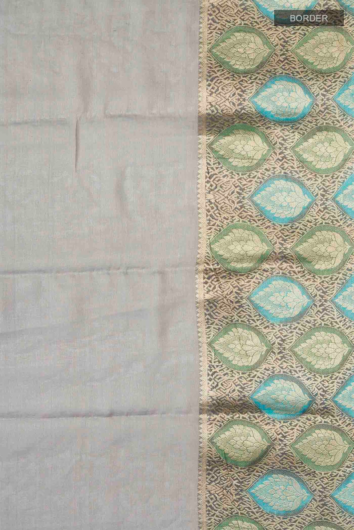 Border image of Grey Banarasi Georgette Saree with Plain Body and Zari Border