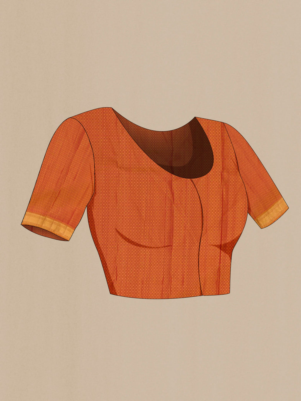 Close up image of the blouse of Maroon Kanchipuram Saree with Jacquard With Zari Butta on the body and Zari Border. 