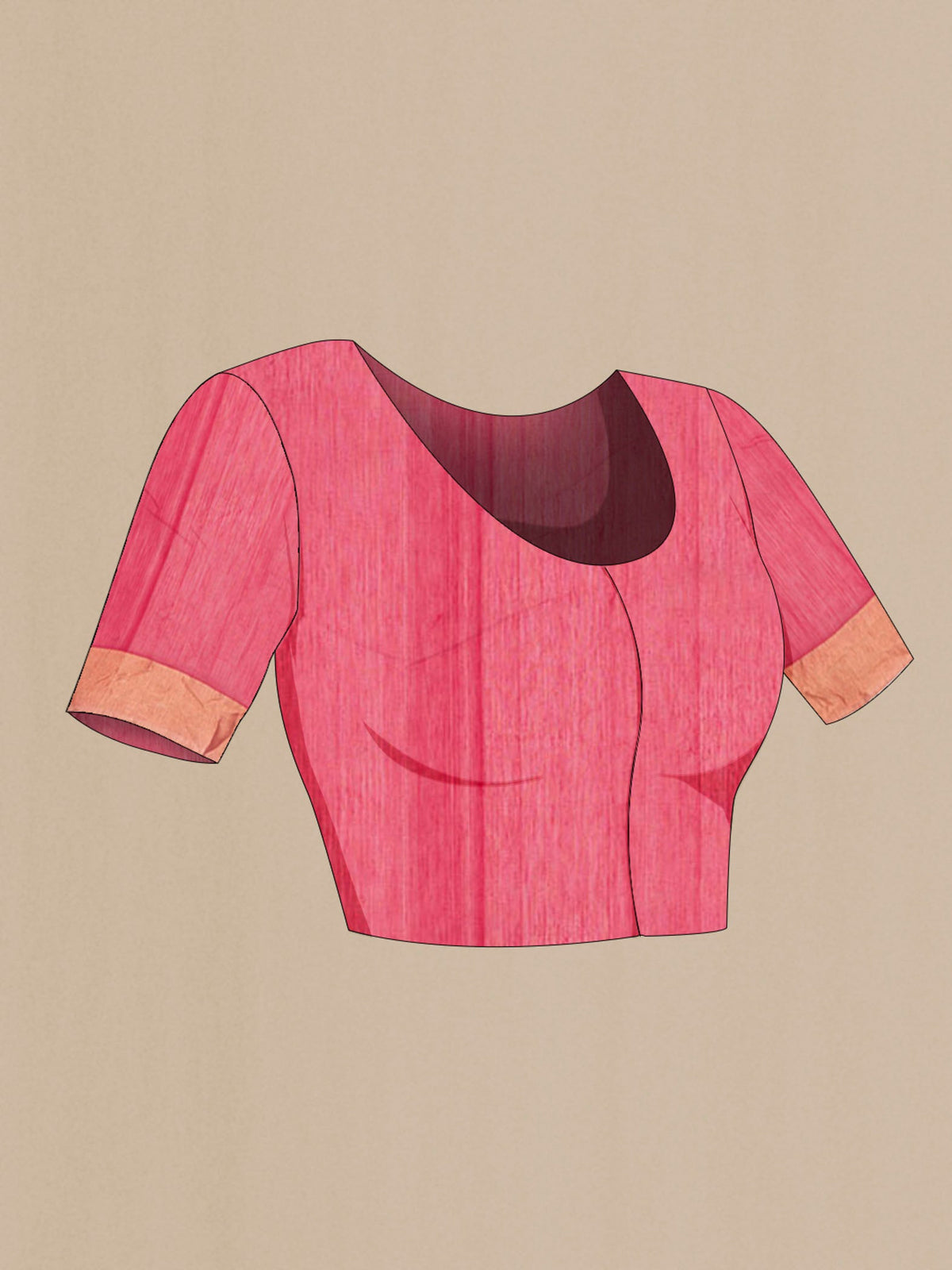 Close up image of the blouse of Red Chanderi Silk Saree with Zari Butta on the body and Zari Border