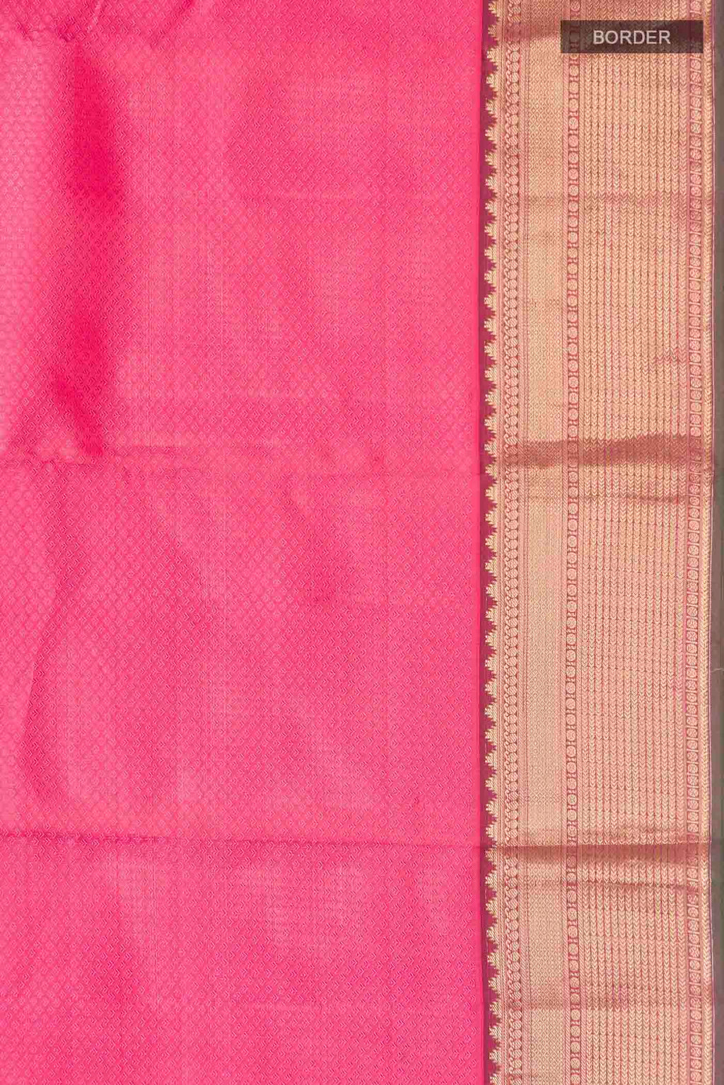 Border image of Pink Kanchipuram Silk Saree with Jacquard design on the body and Zari Border