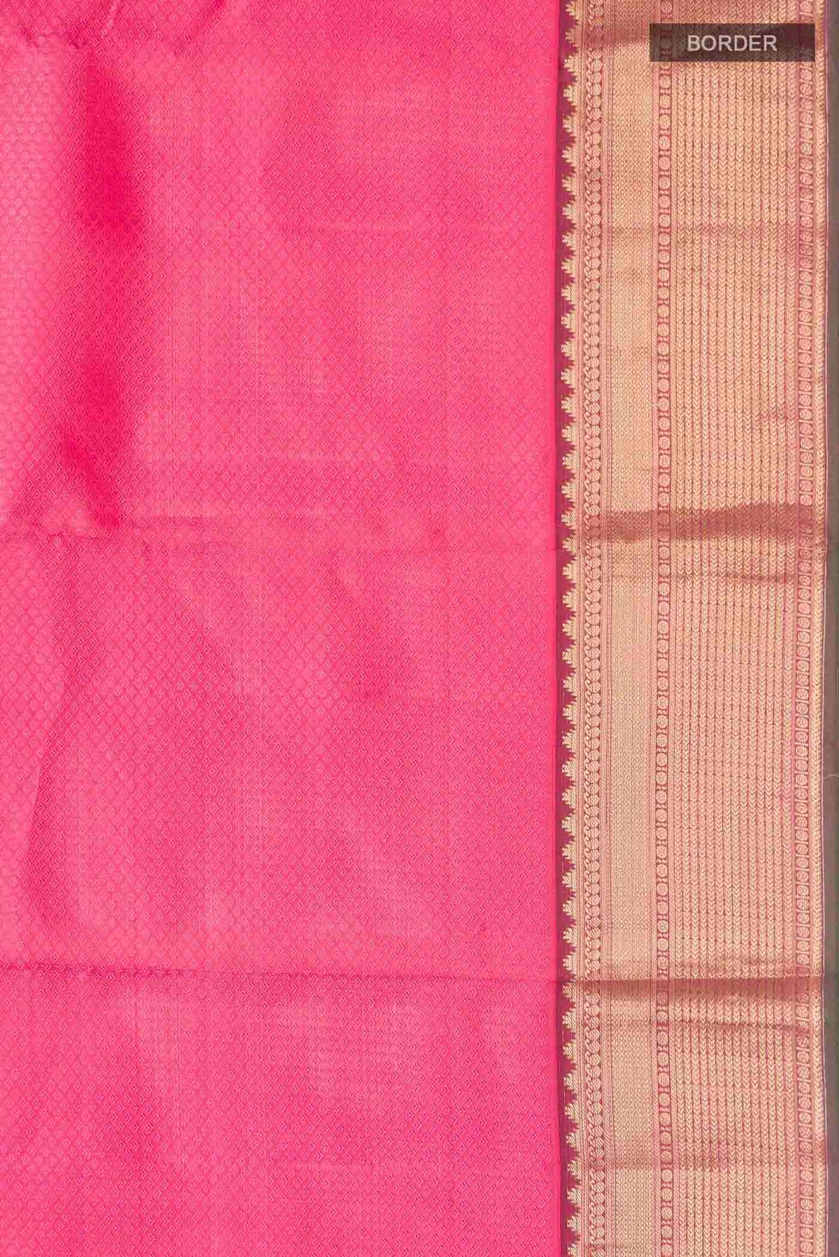 Border image of Pink Kanchipuram Silk Saree with Jacquard design on the body and Zari Border