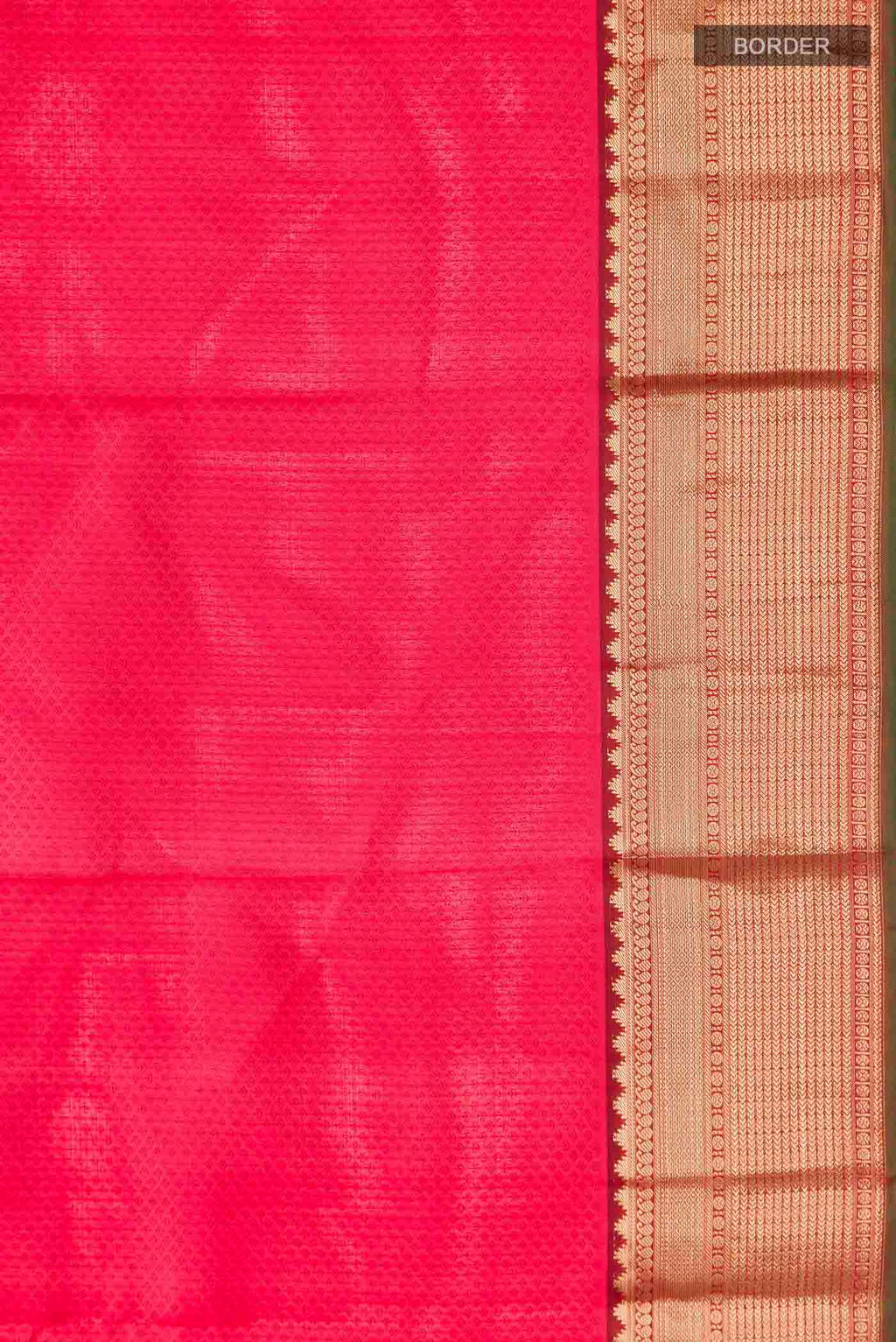 Border image of Red Kanchipuram Silk Saree with Jacquard design on the body and Zari Border