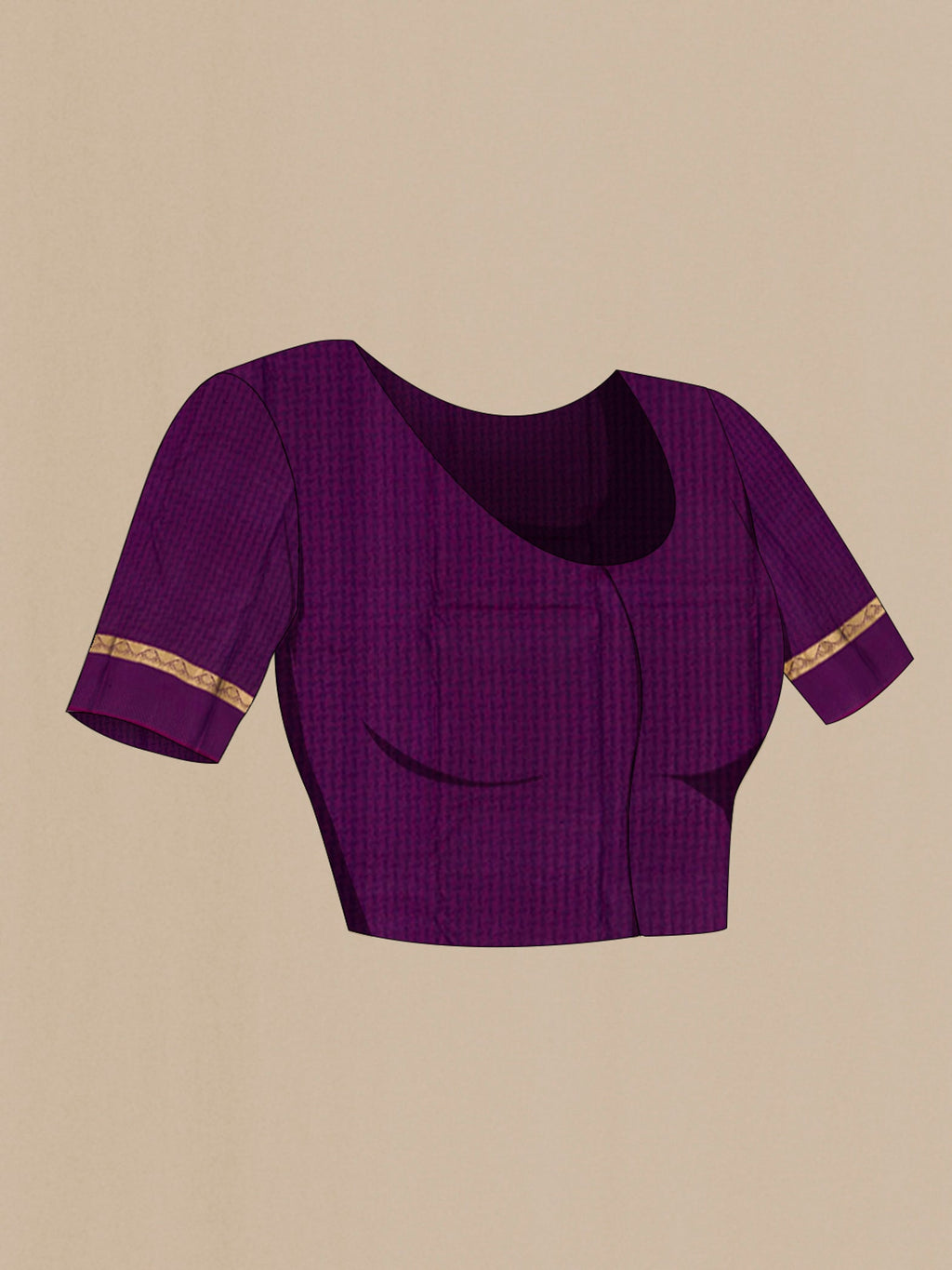 Close up image of the blouse of Blue Kanchipuram Silk Saree with Jacquard design on the body and Thin Zari Line. 