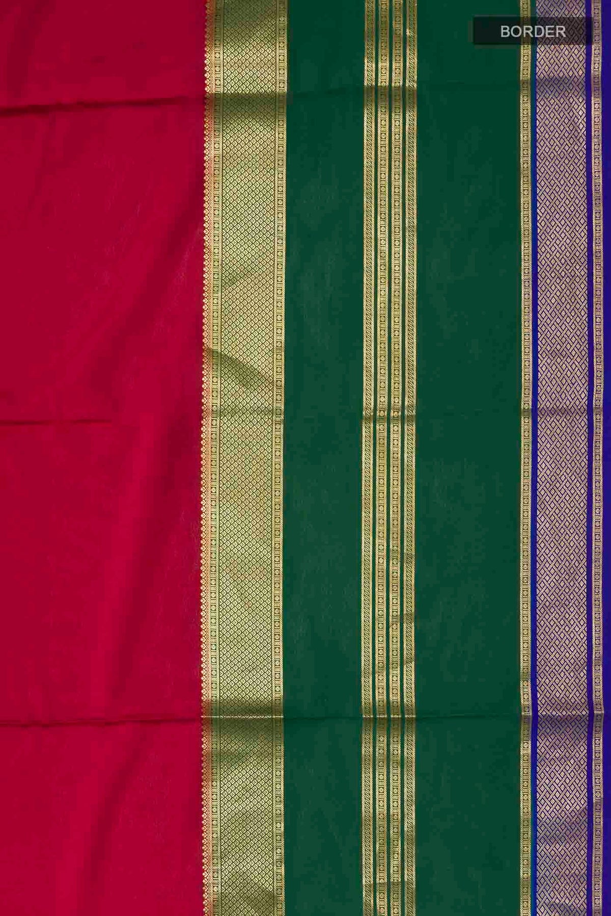 Border image of Maroon Mysore Crepe Saree with Plain Body and Zari Border