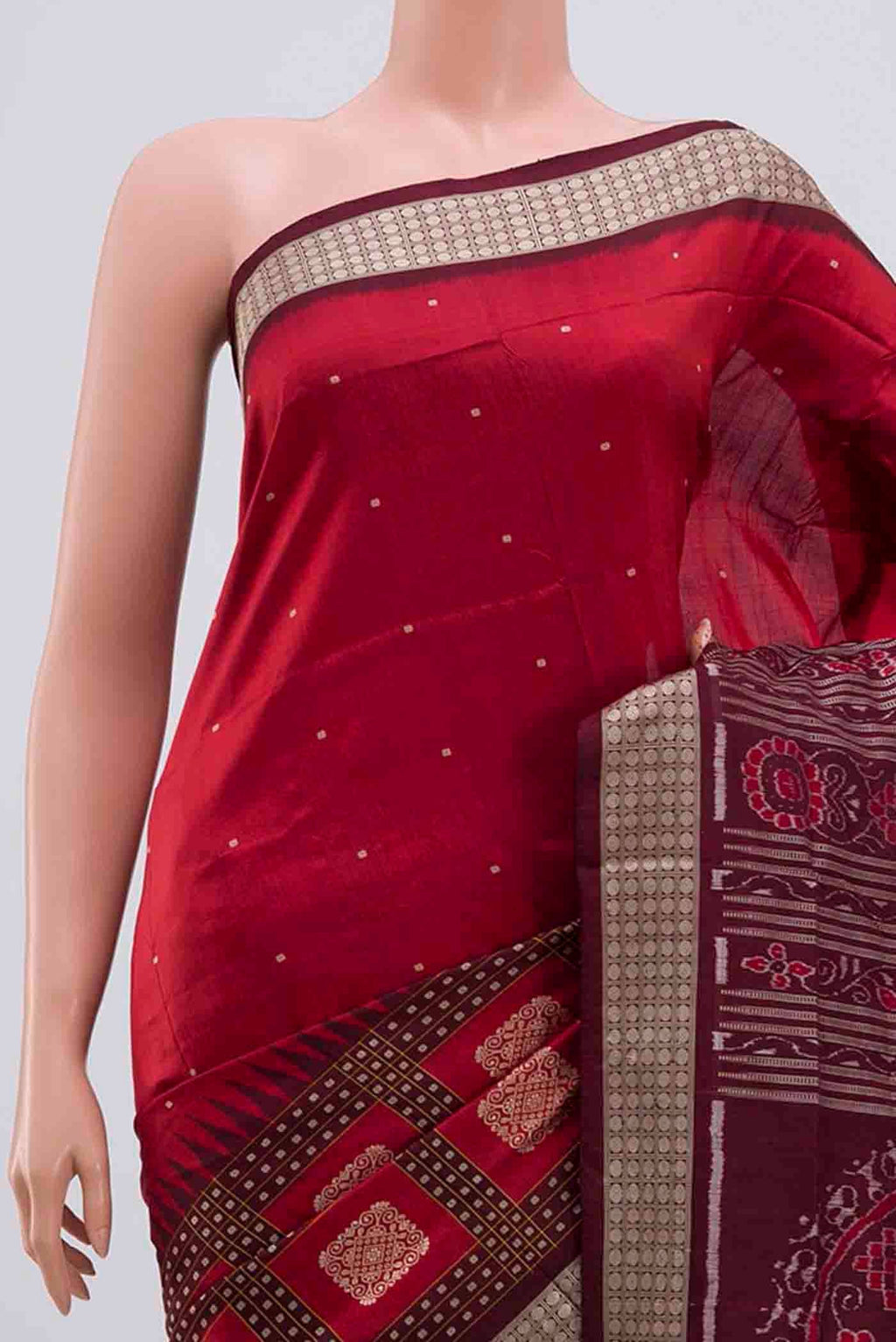 Border image of Maroon Orissa Silk Saree with Thread Butta on the body and Thread Border
