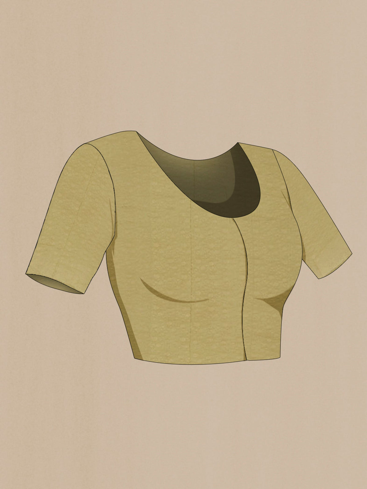 Close up image of the blouse of Light Green Chiffon Saree with Plain Body and Plain Border. 
