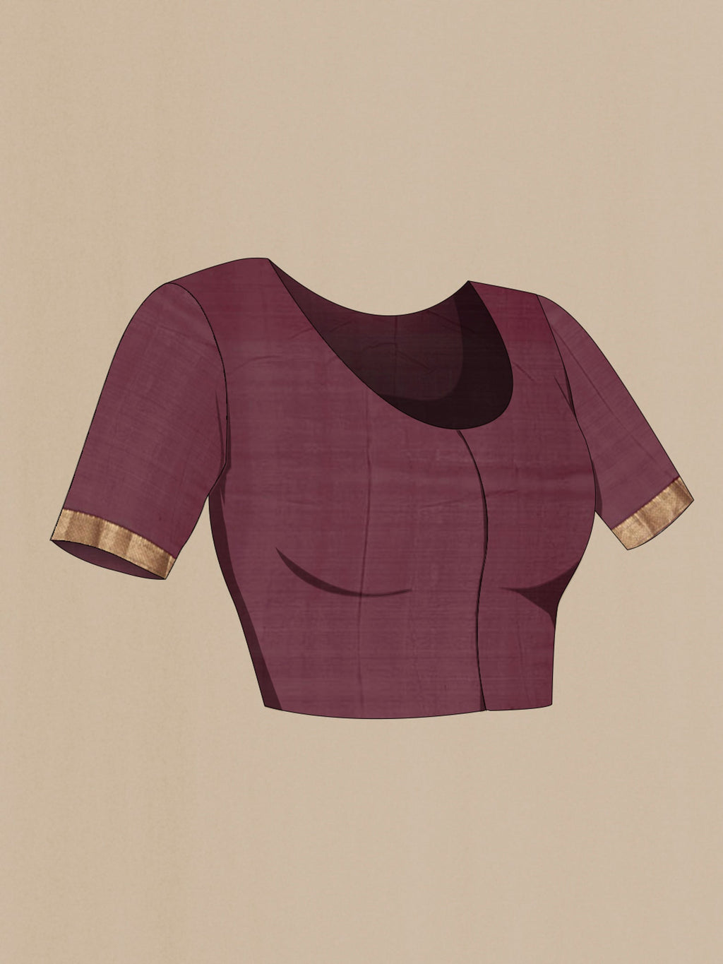 Close up image of the blouse of Purple Georgette Saree with Zari Butta on the body and Zari Border. 