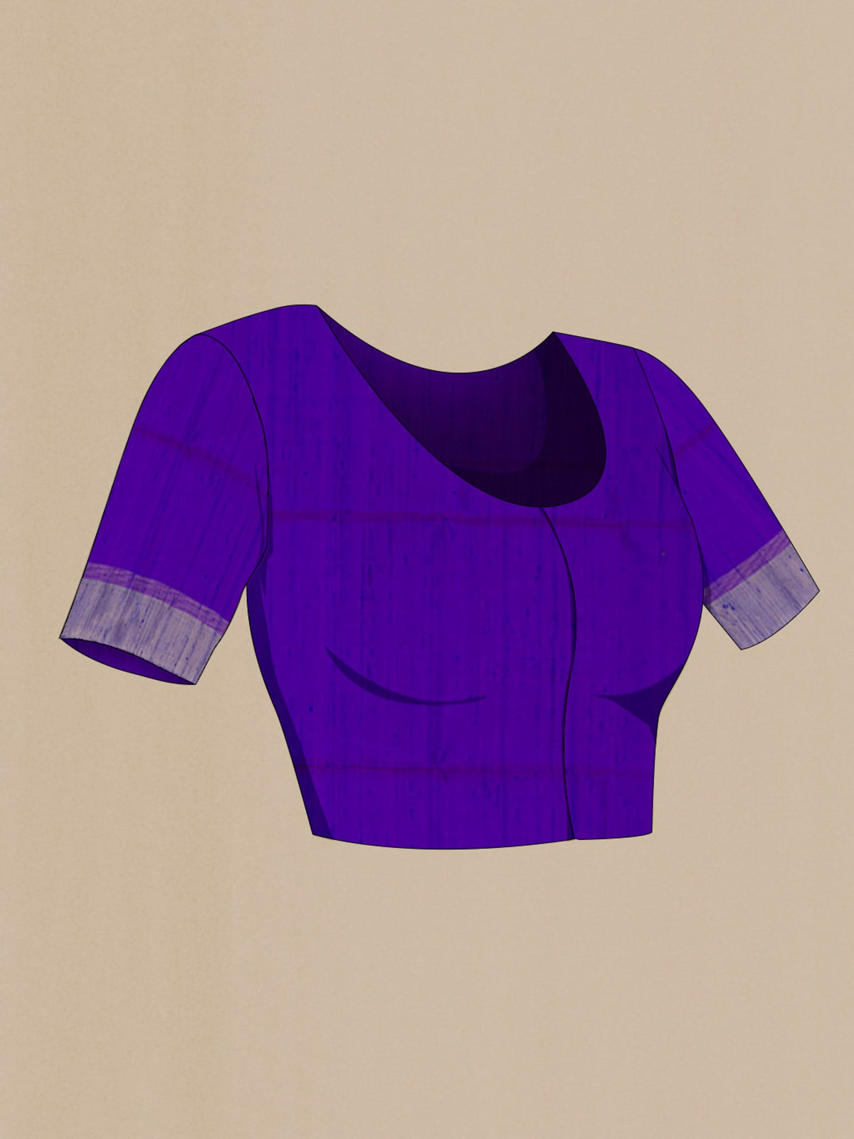Close up image of the blouse of Lavender Soft Silk Saree with Zari Butta on the body and Zari Border. 