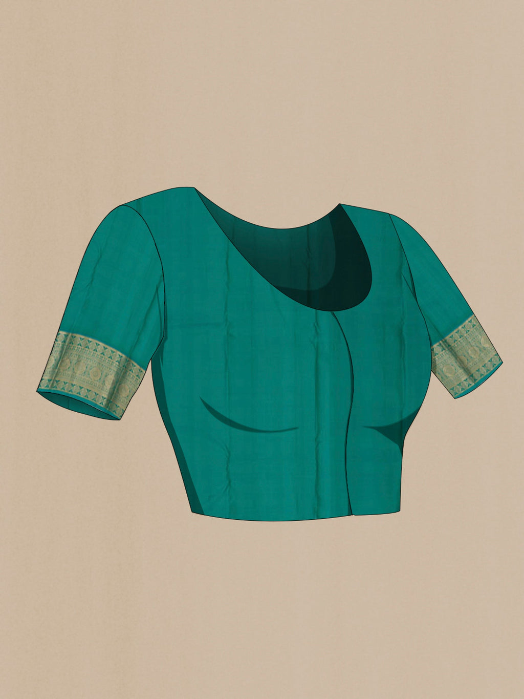 Close up image of the blouse of Multi Color Kanchipuram Silk Saree with Checked design on the body and Zari Border. 