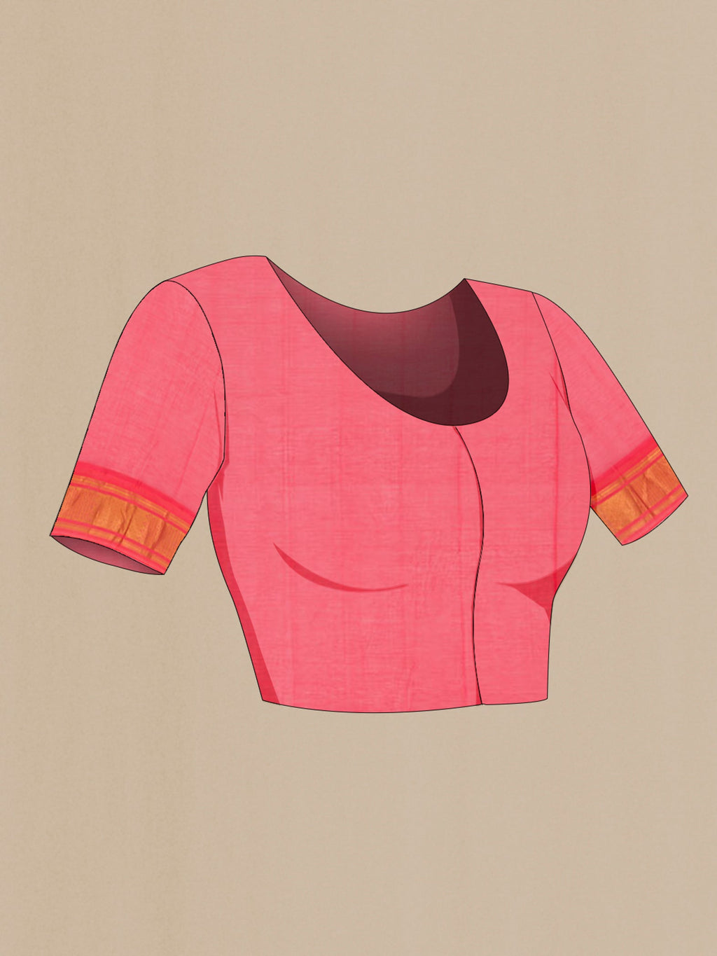 Close up image of the blouse of Green Silk Cotton Saree with Checked design on the body and Zari Border. 