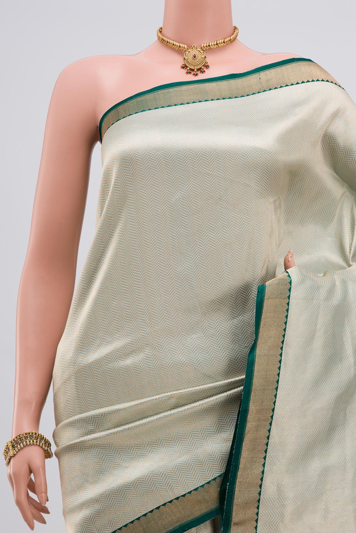 Border image of Blue Banarasi Katan Silk Saree with Zari Brocade on the body and Zari Border. 