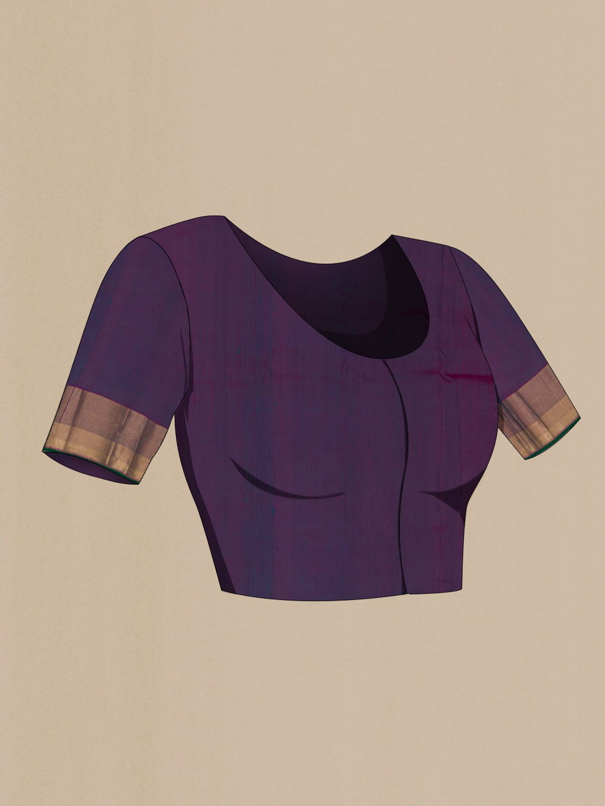 Close up image of the blouse of Green Kanchipuram Silk Saree with Zari Butta on the body and Zari Border. 
