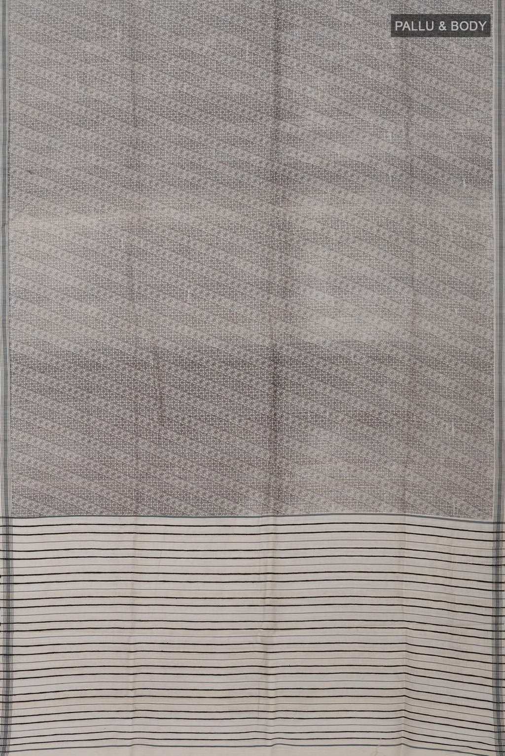 Flat view of Cream Jute Silk Saree with Fancy on the body and Plain Border. 