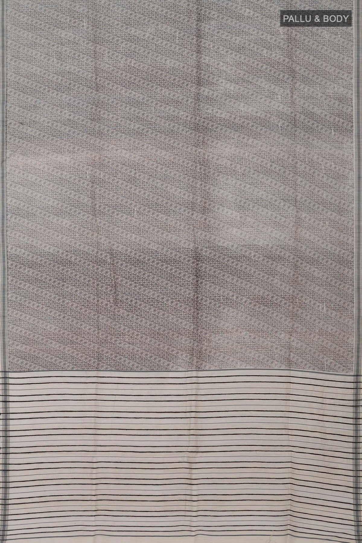 Flat view of Cream Jute Silk Saree with Fancy on the body and Plain Border. 