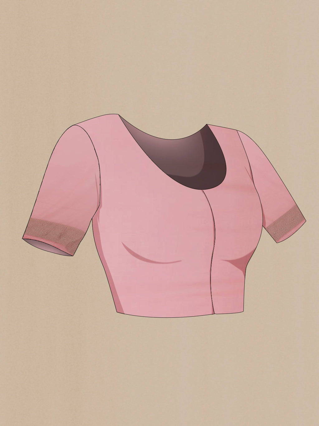 Close up image of the blouse of Pink Georgette Saree with Fancy on the body and Fancy Border. 