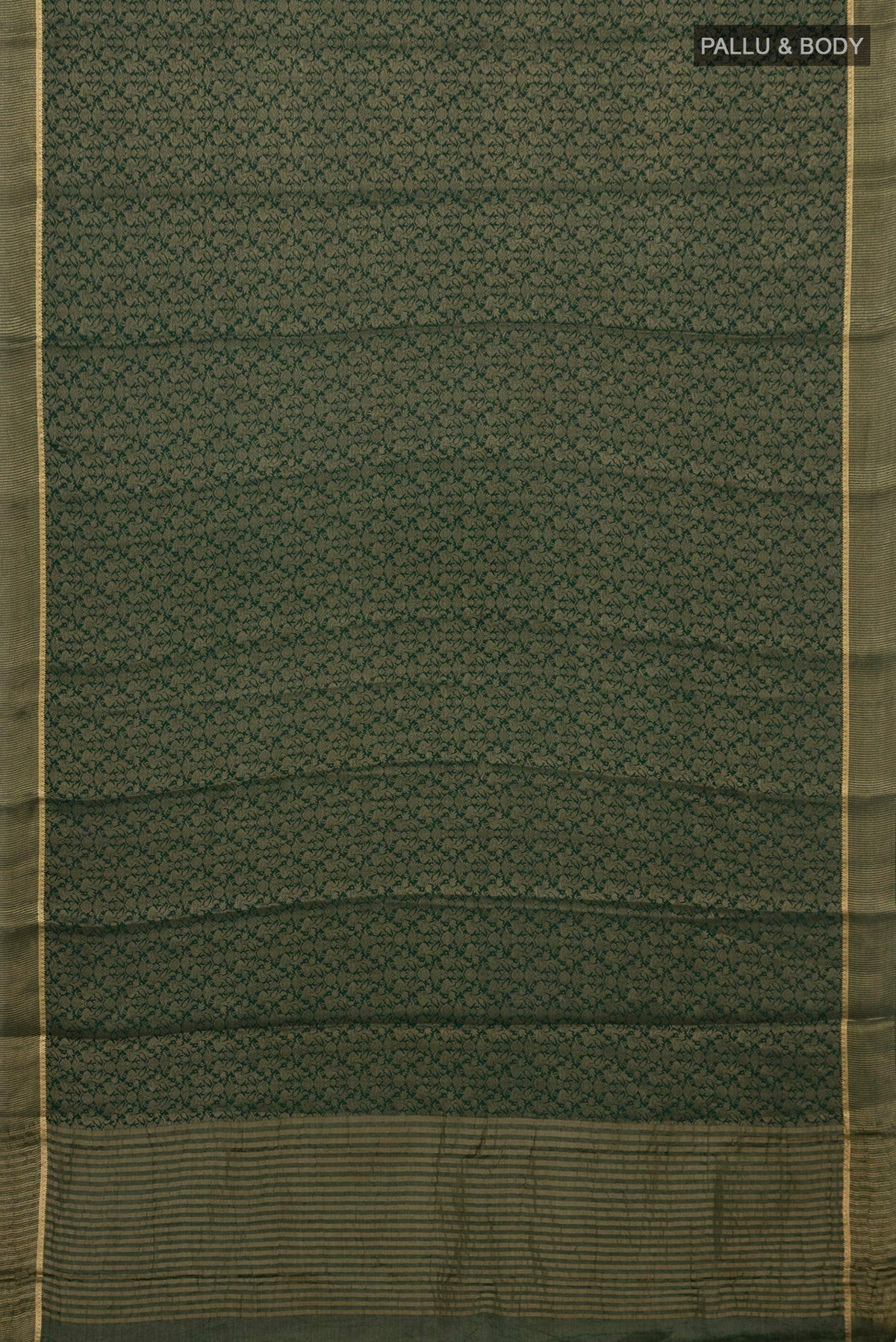 Flat view of Green Mysore Georgette Saree with Fancy on the body and Zari Border. 