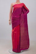Pure Silk Pure Zari Purple Kanjivaram Saree with Fancy on the body and Rising Temple Border.  displayed on a mannequin