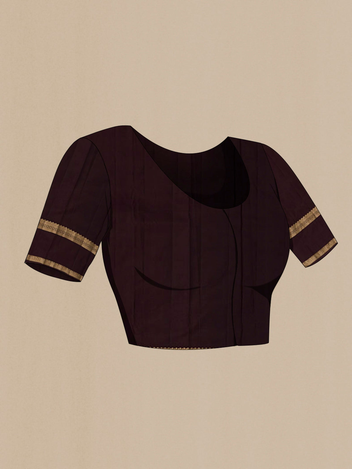 Close up image of the blouse of Grey Kanchipuram Silk Saree with Zari Butta on the body and Zari Border. 