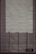 Grey Dual Tone Soft Silk Saree with Zari Brocade on the body and Zari Border.  displayed on a mannequin