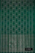 Bottle Green Dual Tone Soft Silk Saree with Checked design on the body and Without Border.  displayed on a mannequin