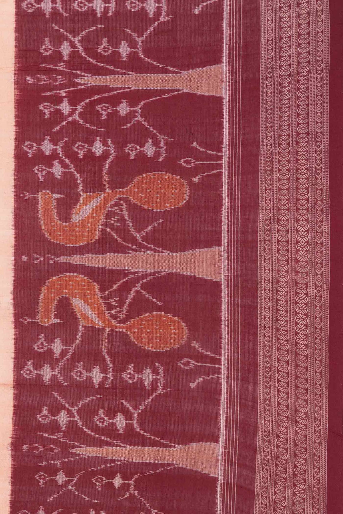 Border image of Orange Dual Tone Double Ikat Saree with Ikat Print on the body and Ikat Border