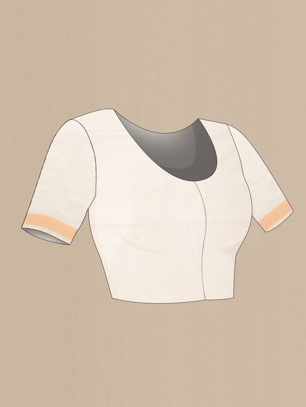 Close up image of the blouse of Beige Dual Tone Uppada Cotton Saree with Zari Butta on the body and Zari Border. 