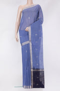 Blue Uppada Cotton Saree with Zari Butta on the body and Zari Border.  displayed on a mannequin