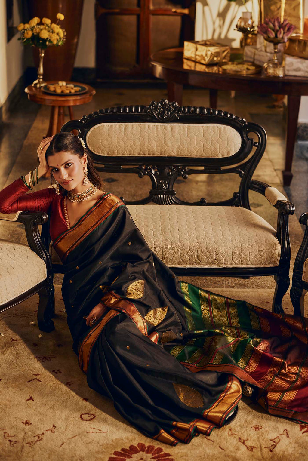 Esha-Black Kanchipuram Silk Saree