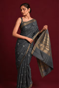 Model wearing a Bhagalpuri Tussar Silk