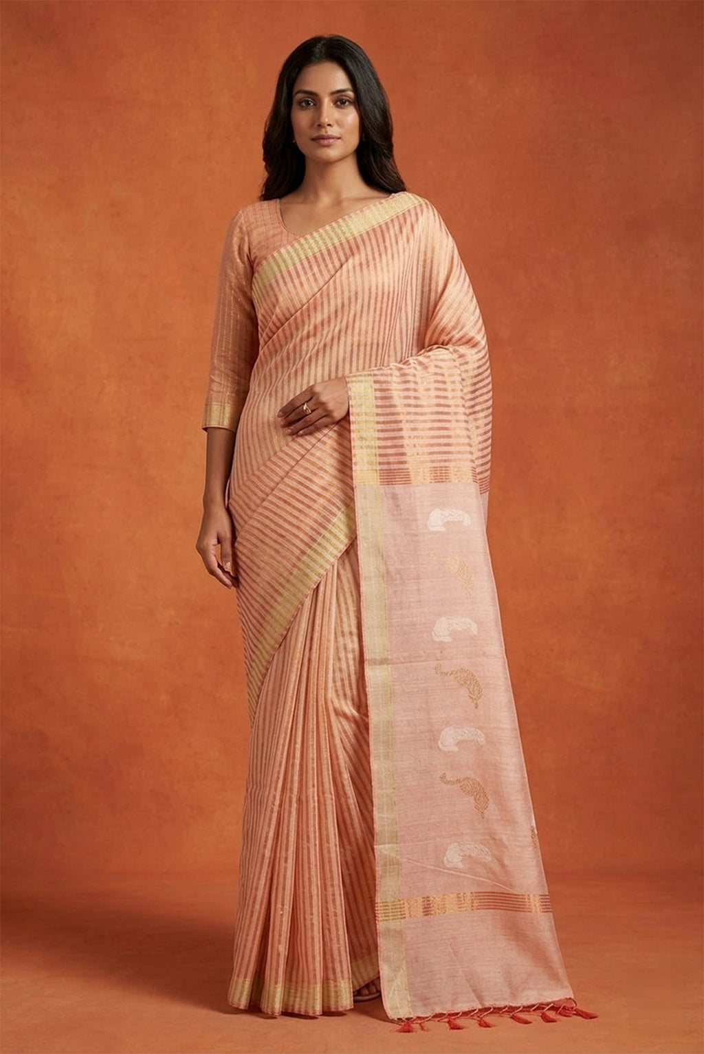 Model wearing a Tussar Silk