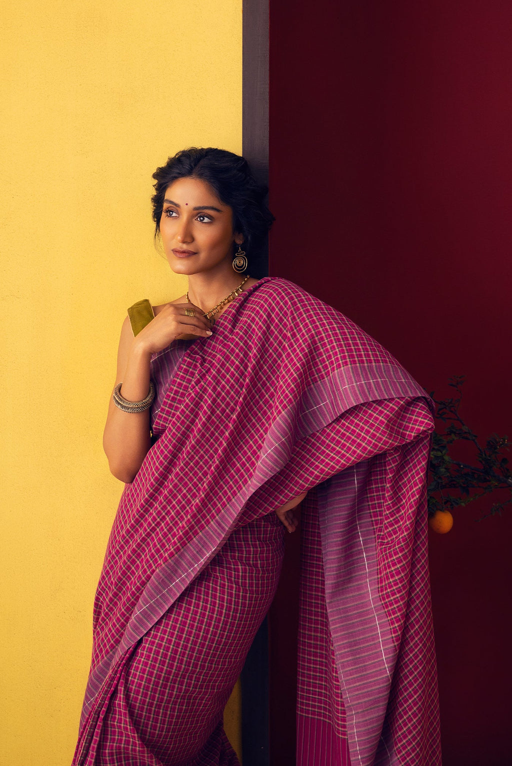 Patang-Burgundy Cotton Saree
