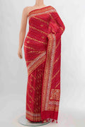 Red Banarasi Silk Saree with Zari Butta on the body and Silk Border displayed on a mannequin