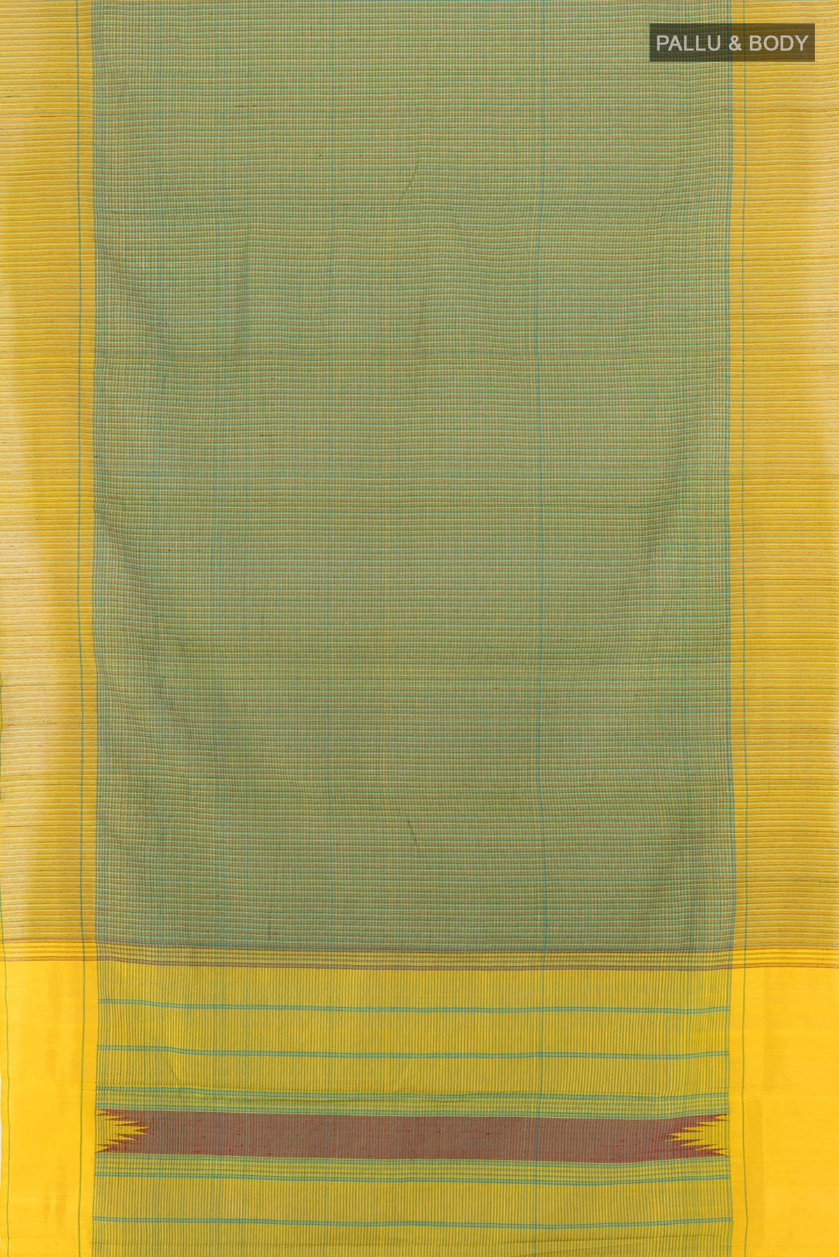 Flat view of Green Art Silk Saree with Checked design on the body and Checks Border. 