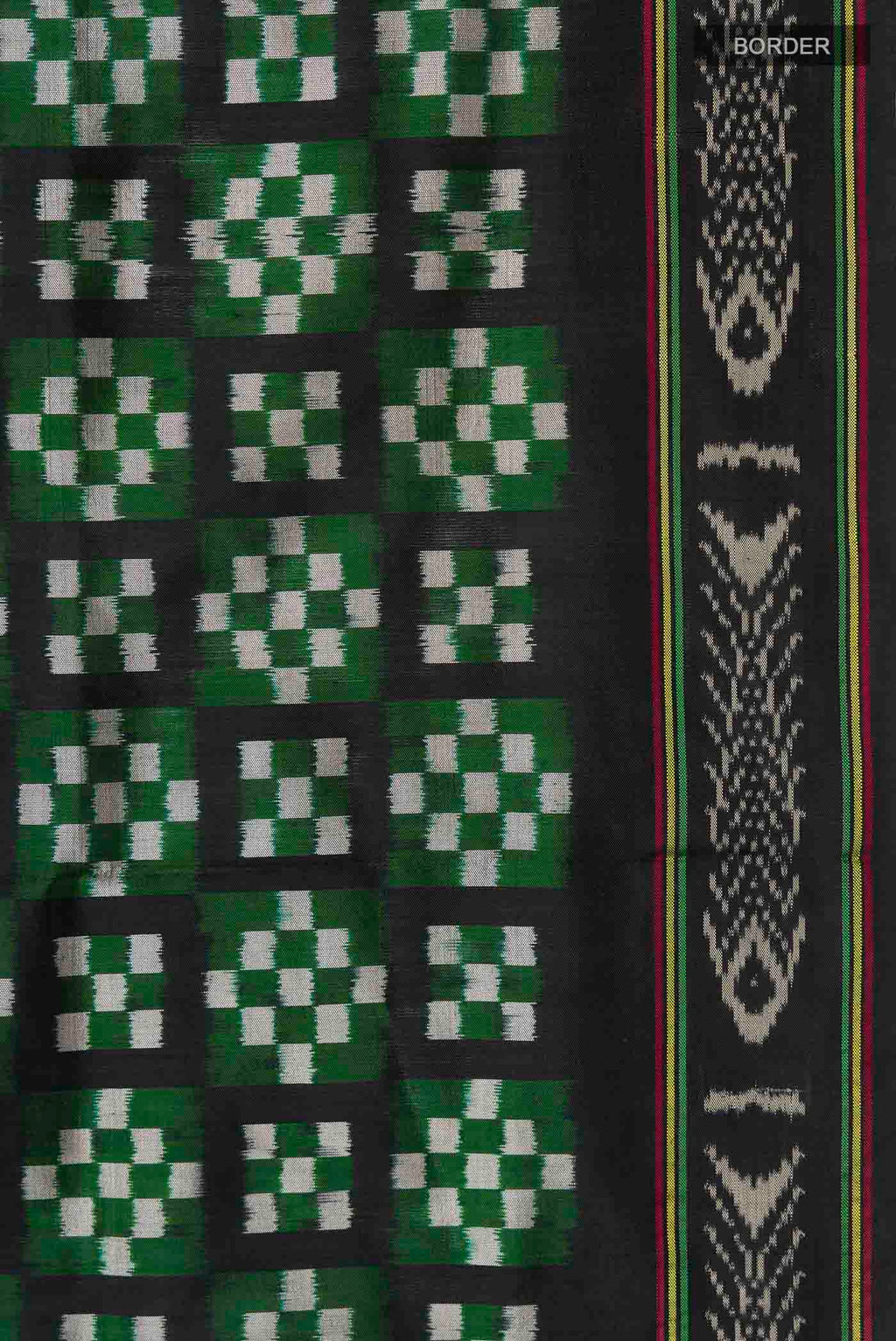 Border image of Multi Color Pochampally Silk Saree with Pure Ikat on the body and Ikat Border