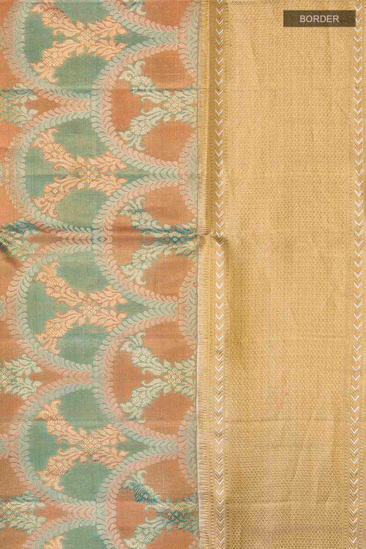 Border image of Pure Silk Pure Zari Multi Kanchipuram Tissue Saree with Zari Brocade on the body and Zari Border
