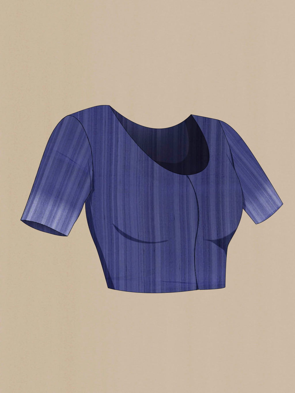 Close up image of the blouse of Navy Blue Art Silk Saree with Embroidery on the body and Thread Border
