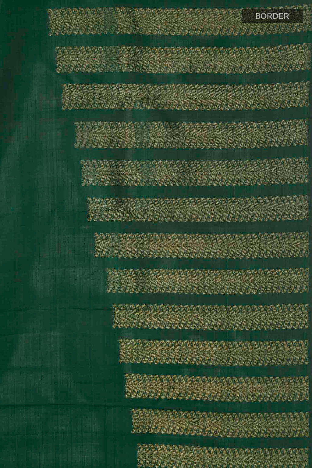 Border image of Green Kanchipuram Silk Saree with Stripes on the body and Without Border