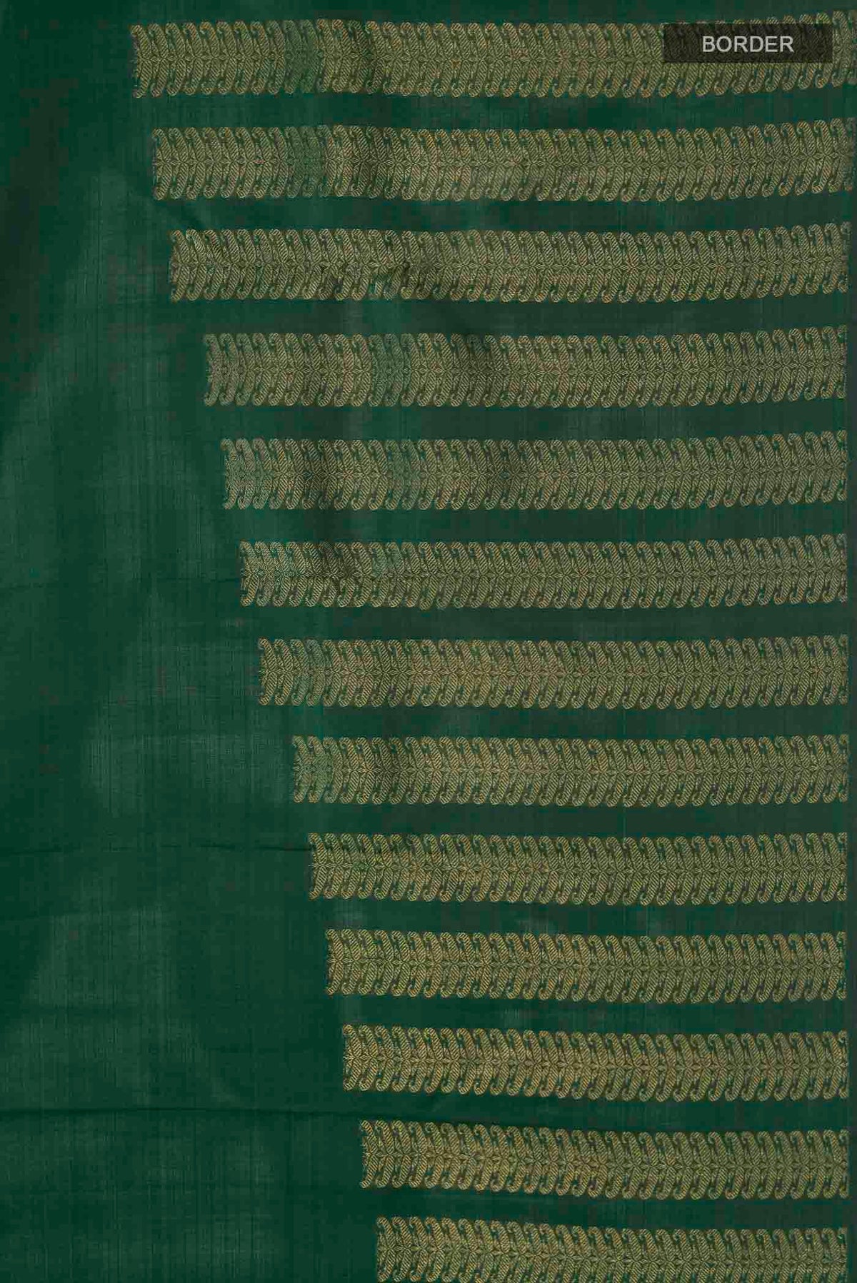 Border image of Green Kanchipuram Silk Saree with Stripes on the body and Without Border