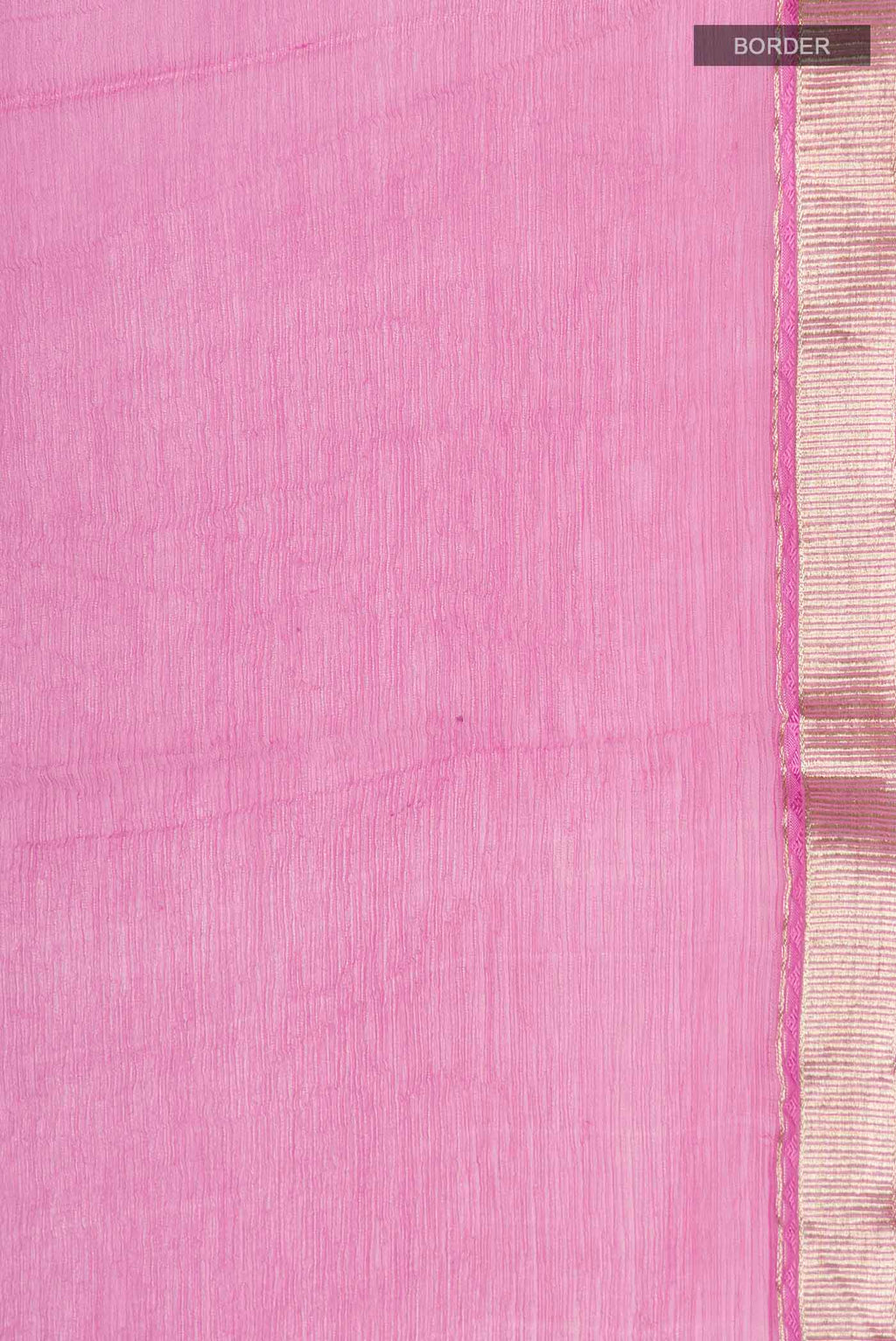 Border image of Pink Chiffon Saree with Plain Body and Zari Border