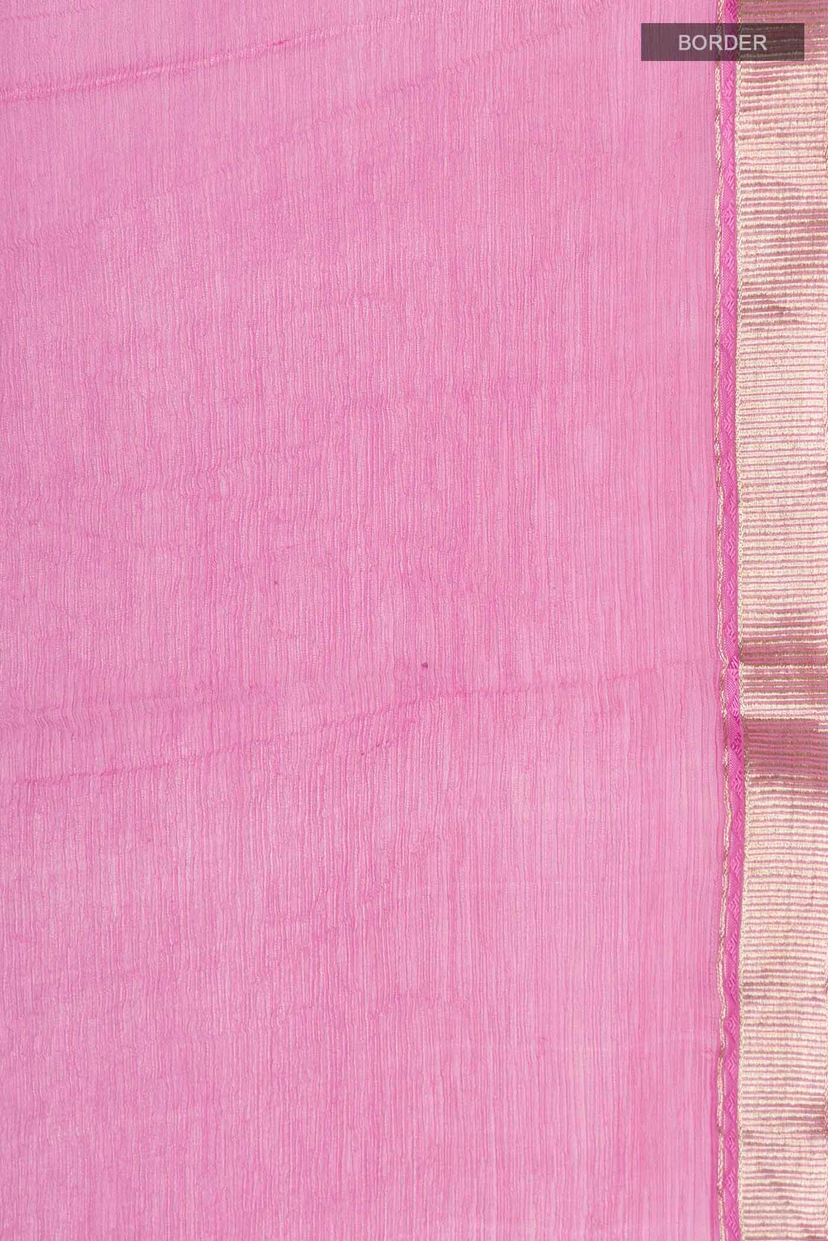 Border image of Pink Chiffon Saree with Plain Body and Zari Border