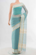 Sky Blue Art Silk Saree with Zari Butta on the body and Silk Border displayed on a mannequin