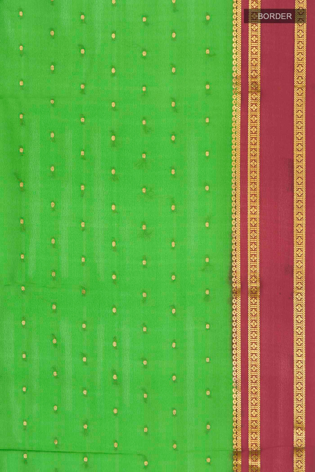Border image of Green Mysore Crepe Saree with Zari Butta on the body and Zari Border