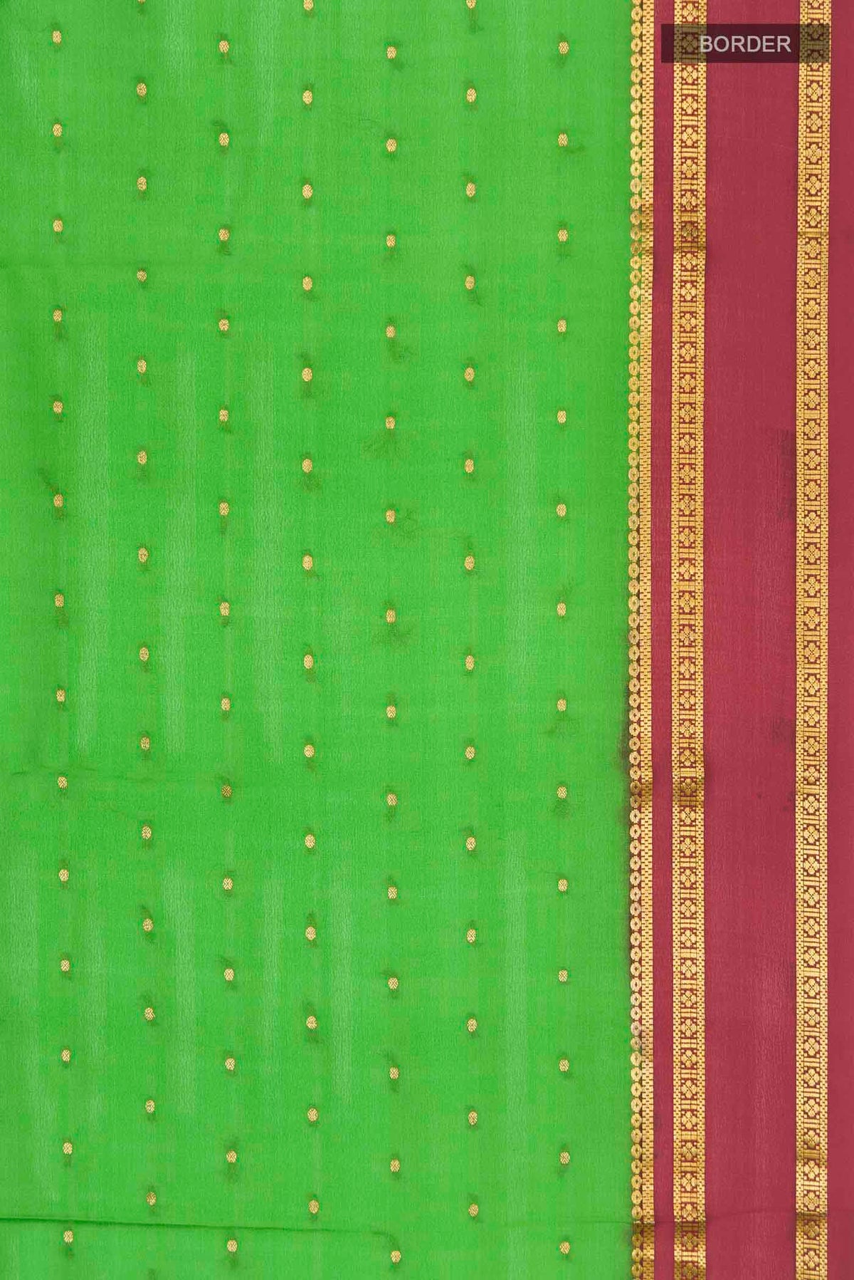 Border image of Green Mysore Crepe Saree with Zari Butta on the body and Zari Border