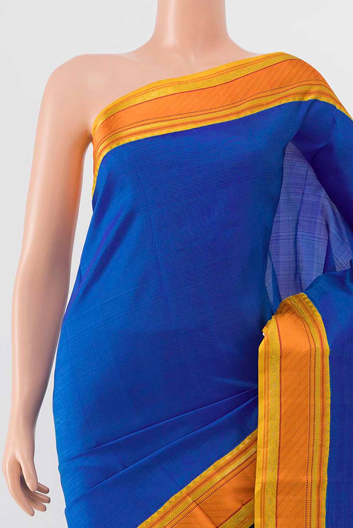 Border image of Blue Kanchipuram Silk Saree with Zari Butta on the body and Silk Border